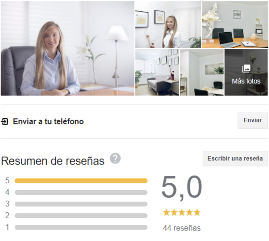 Perfil de psicóloga con fotos profesionales